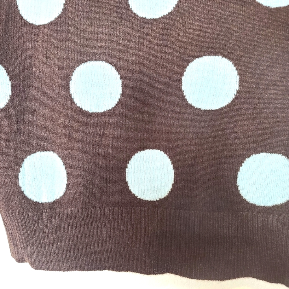 Tyler Boe Polka Dots Cashmere 100% Crewneck Sweater in Chocolate Brown - Picture 9 of 10